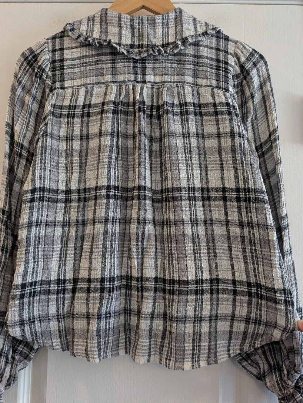 Anthropologie Pilcro Keira Peter Pan Collar Blouse Plaid Long Sleeve Size XXS